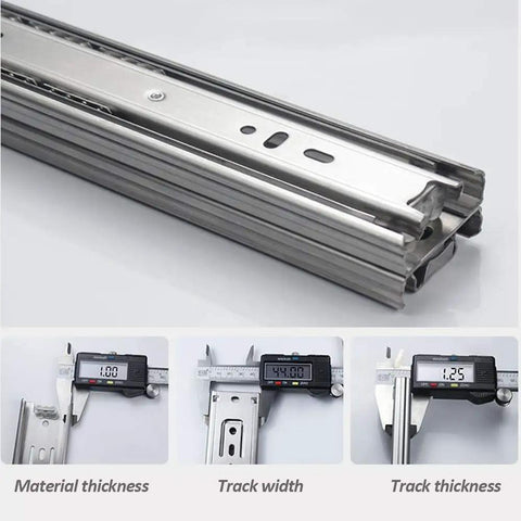Smooth Glide Drawer Slides Set, 1 Pair Ball Bearing Runners For Cabinets And Kitchen, full extension stainless steel tracks