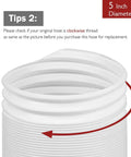 Close-up of Universal 5 Inch Portable Air Conditioner Exhaust Hose, 78 Inch Long, Clockwise Thread, White, Expandable Polypropylene Vent Hose showing clockwise thread indication.