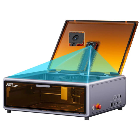 Falcon A1 10W Laser Engraver With Fully Enclosed Design Ultra Fast 600mm Per Sec Engraving CoreXY Motion open lid view
