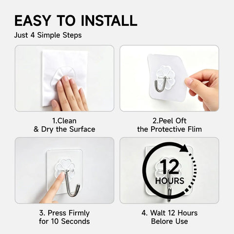 16 Pack Invisible Adhesive Hooks Heavy Duty 22 Pounds Crystal Clear Wall Mount No Drill Stick On Holders Rock Solid And Zero Hassle For Bathroom Kitchen And Home Organization