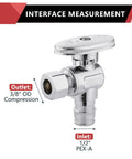 Close-up of 10 Pack Pex A Angle Stop Valve Set For Quick No Sweat Install 1/4 Turn On Off 3/8 Inch OD to 1/2 Inch Pex A