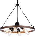 Farmhouse Wagon Wheel Chandelier 25 Inch Diameter Rustic Metal Finish With Six Lights Industrial Sputnik Style For Dining Room Kitchen Island And Modern Rustic Home Decor Vibe