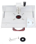 Knockout Router Table Insert Plate With Beefy Handle Lifting System 0 To 54 Millimeters Lift For 64 And 65 Mm Trim Cutters showing precision features and tools.