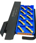 External Grooving Tool Handle And Parting Plate For Carbide Inserts MGEHR2020-4 with MGMN400 NC3020 in blue holder