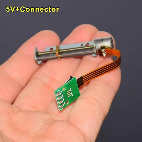 Precision 8mm Stepper Motor With Smooth Screw Shaft Linear Actuator For Robots And Diy Builds shown in hand with connector.