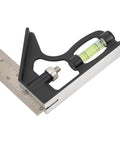 Heavy Duty 12 Inch Combination Square With 45 And 90 Degree Markings, Scriber Level And Spring Loaded Bolt, metal ruler close-up