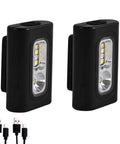 Clip On Running Light Two Pack Magnetic Clip On Light For Runners With Six Lighting Modes Rechargeable Reflective Night Running Gear For Walking Hiking Camping Black, USB-C cables included