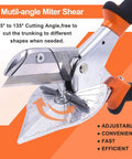 Multi Angle Miter Cutter For Angled Trimming And Molding, 45 To 135 Degree Adjustable Hand Tool displayed on orange background