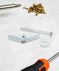Top Shelf 30 Piece Carbon Steel Drywall Anchors M5 X 60mm Butterfly Toggles installation tools with screw and washer.