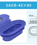 Heavy Duty Industrial Pneumatic Vacuum Sucker Cup For Manipulators 40X80mm Oval Rubber Gripper Pad in blue with design details.
