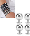 Set Of 50 Round Rivet Kits With Solid Iron 8mm Ball Rivets And 6mm Screws Multifunction Leather Studs For Clothing Silver Finish