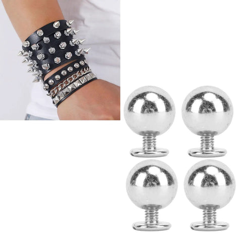 Set Of 50 Round Rivet Kits With Solid Iron 8mm Ball Rivets And 6mm Screws Multifunction Leather Studs For Clothing Silver Finish