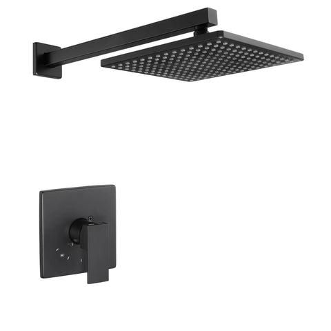 Matte Black Shower Faucet Set With Valve And Rain Shower Head No Fuss All In One Pressure Balance Shower System Easy Install Kit