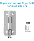 Stainless Steel Cooler Hinges Kit For Igloo Ice Chests 50 to 165 Qt 3 Pack With 12 Screws Replacement Parts display