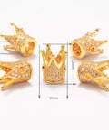 Zircon Pave Crown Beads With Large Hole For Jewelry Making Set Of 10 Gold Tone Crown Connector Spacers 9x12mm Clear Cubic Zirconia Crystals