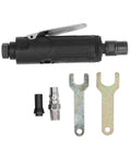 Real Deal Straight Air Die Grinder Pneumatic Tool Featuring Knockout 25000Rpm Speed and Easy Trigger Control with attachments.