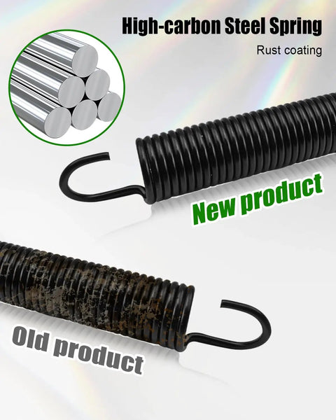Comparison of old and new Blade Tension Spring For John Deere Lawn Tractors And Ztrak Decks, high-carbon steel, rust resistant.