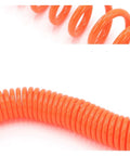 Top Shelf Pu Spring Air Hose For Air Compressor With Swivel Couplers And Anti Twist Design Hella Durable Grease Resistant Pneumatic Telescopic Pipe Built Like A Tank For Shop And Auto Repair coiled orange hose close-up