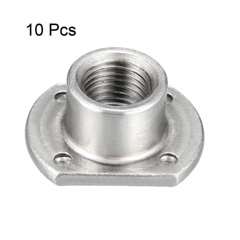 Top Shelf Tab Base Weld Nuts, 7 16 20 UNC Carbon Steel Machine Screw Fasteners, Rock Solid Silver Inserts For Heavy Duty Furniture And Road Ready Rigs, 10 Piece Pack, close-up of a single weld nut.