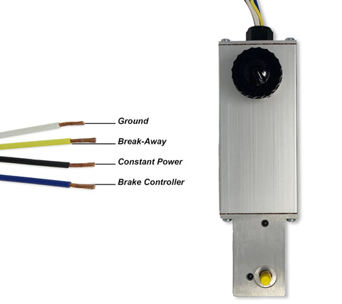 Hydrastar marine-grade EOH trailer brake actuator, aluminum body, four wires.