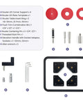 Precision Router Lift System For Woodworking Tables featuring router lift parts including template, support and tools.