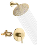 Dope Brushed Gold Shower Faucet Set With Anti Scald Pressure Balance Valve and 8 Inch Rain Shower Head