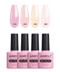 Soak Off UV LED Hema Free Nude Gel Nail Polish Set 4x10ml Natural Sheer Pink Colors Long Lasting 28 Plus Days Easy Soak Off