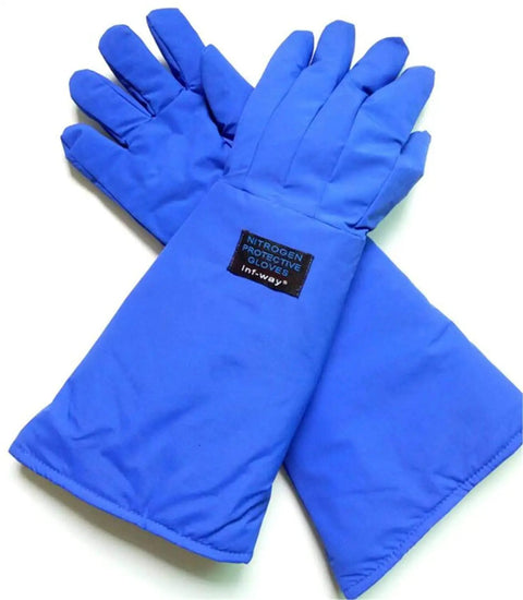 Elbow Length Cryogenic Gloves For Liquid Nitrogen Handling, Three Layer Protection With Nylon Taslan PTFE And Cotton