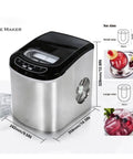 Countertop Ice Maker Automatic Portable For Home One Touch Operation Screaming Fast Ice Ready In Eight Minutes with ice size details.
