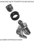 10Pcs Universal 17mm Ball Joint Adapter Kit With Fixed Ring Nut And Screw Cap For Car Phone Mounts, black plastic pieces displayed.