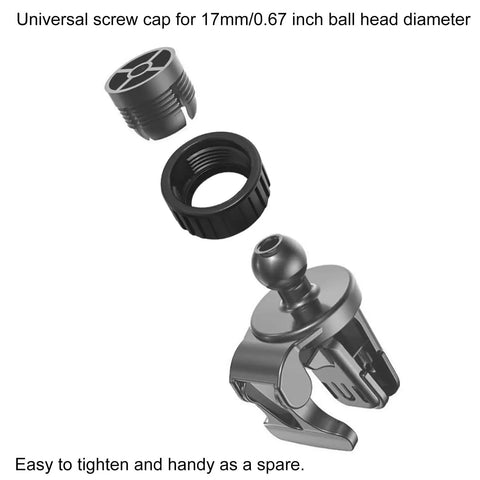 10Pcs Universal 17mm Ball Joint Adapter Kit With Fixed Ring Nut And Screw Cap For Car Phone Mounts, black plastic pieces displayed.