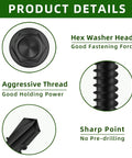 Product details of Number Twelve X Three Quarter Inch Hex Washer Head Self Drilling Screws Black Coated 410 Stainless Steel.