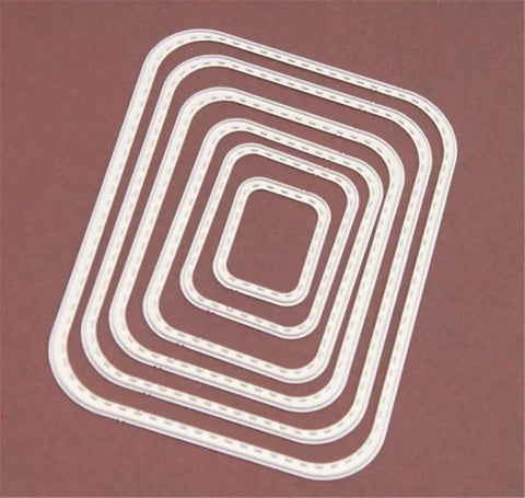 Rectangular Cutting Die Set For Card Making And Scrapbooking Durable Metal Die Cuts, 6 frames arranged on a brown surface