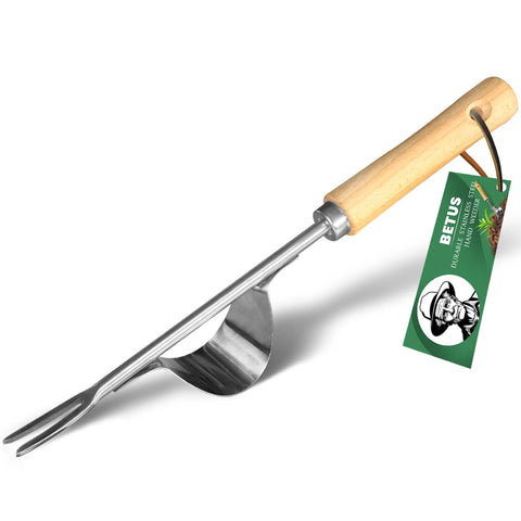 Manual Hand Weeder With Bend-Proof Leverage Base For No-Fuss Easy Weed Removal And Deep Digging Sturdy Chrome Plated Steel Dandelion Puller Tool