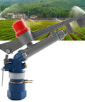 1 Inch Zinc Alloy Agriculture Spray Gun For Large Area Irrigation, Adjustable 360 Degree Sprinkler Against Farm Background