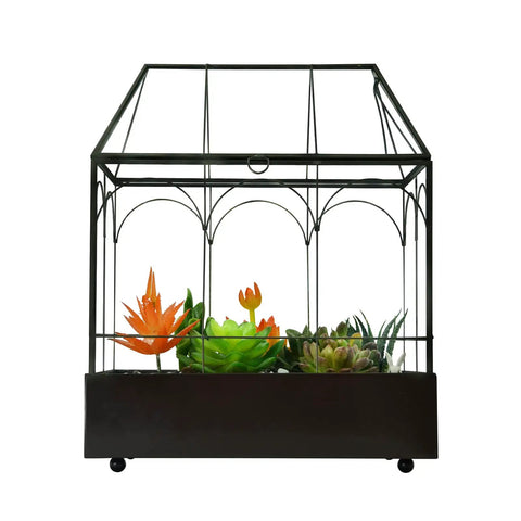 Tall Glass Terrarium With Lip & Tray On Wheels ✓