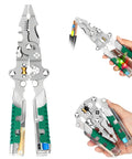 All In One 18 In 1 Foldable Wire Stripper With Voltage Detector, multifunction pliers in hand for cutting and twisting wires