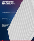 Uniform pleats of Engine Air Filter CA10910 Replacement For Mitsubishi, highlighting dirt collection and airflow efficiency.