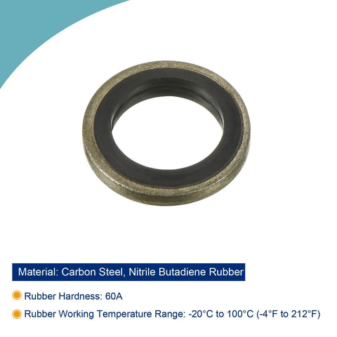 Bonded sealing washer M10, 15.5x10x2mm, carbon steel with nitrile rubber.