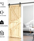 5.5Ft Sliding Barn Door Hardware Kit For Single Wood Panel, Smooth And Quiet Operation, Easy To Install, Fits 33In Wide Doors