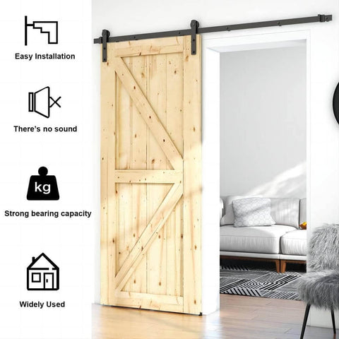 5.5Ft Sliding Barn Door Hardware Kit For Single Wood Panel, Smooth And Quiet Operation, Easy To Install, Fits 33In Wide Doors