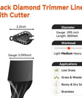 Diagram of 2.8 Lb Spool Twisted Trimmer Line 0.095 Inch, 885 Feet, Heavy Duty Weed Eater String compatibility and application.