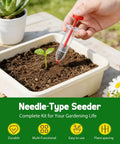 Handheld Mini Seed Spreader Kit For Tiny Seeds With Five Speed Settings, Easy Seed Planter Tool Set Including Dibber And Widger, Red Six Piece Sowing Dispenser For Precise Planting And No Waste
