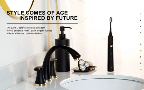 Black And Gold 8 Inch Widespread Bathroom Faucet With 3 Holes And Two Handles Drain Assembly And 27.6 Inch Supply Lines