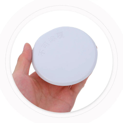 Eight Piece Heavy Duty Iron Fire Sprinkler Cover Plate With Slick Drop In Ready Design For Seamless Ceiling Installation And Clean Home Safety Shield Guard Setup held in hand.