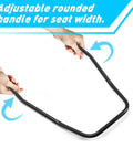 Hands adjusting rounded handle of universal seat slider track kit with dual locking rails for aftermarket seats aluminum
