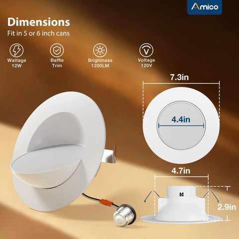 Top Tier 6 Inch Adjustable Gimbal Recessed Ceiling Lights 5CCT Dimmable LED Retrofit Kit 1200 Lumens 90 Degree Tilt 6 Pack Glides Smooth For Serious Home Glow Up Builds