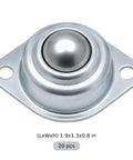 Close-up of galvanized 20 Pcs Carbon Steel Ball Transfer Units Set Screw Mounted Roller Ball Bearings for conveyor systems