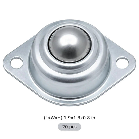 Close-up of galvanized 20 Pcs Carbon Steel Ball Transfer Units Set Screw Mounted Roller Ball Bearings for conveyor systems