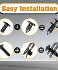 Easy installation diagram showing components of Heavy Duty U Type Nut And Screw Kit For UTV ATV And Snowmobile Featuring Rock Solid Nylon Rivets.